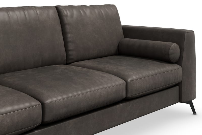 Ocean Luksus 4-personers Kunstlæder Sofa 252 cm Bred - Sort / Læder - Møbler - Sofaer - Lædersofaer