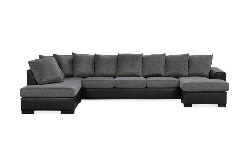 Ocean U-sofa Large med Chaiselong Højre Kunstlæder - Grå - Lædersofaer - Velour sofaer - U Sofa