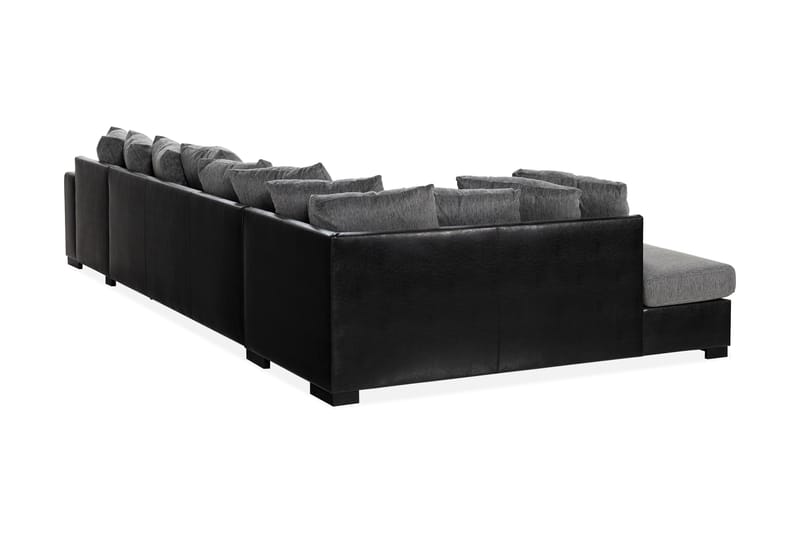 Ocean U-sofa Large med Chaiselong Højre Kunstlæder - Grå - Lædersofaer - Velour sofaer - U Sofa