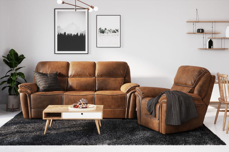 Saranda 3-personers Sofa - Brun - Møbler - Sofaer - Lædersofaer