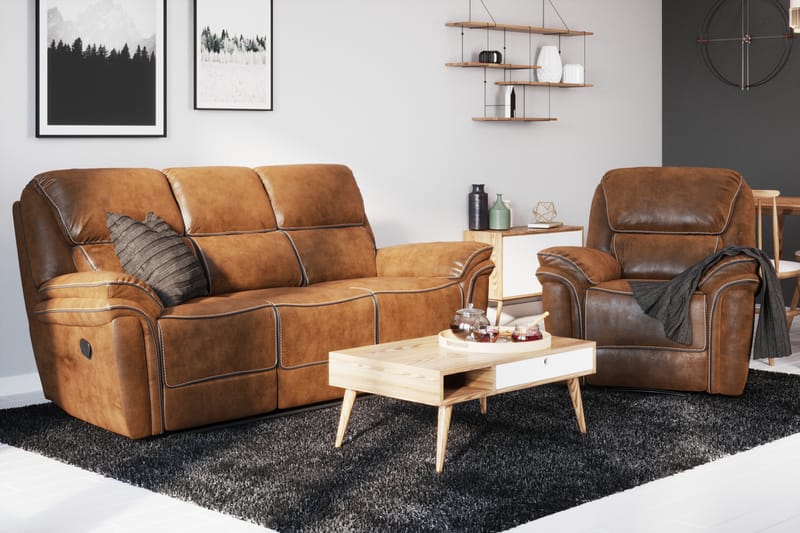 Saranda 3-personers Sofa - Brun - Møbler - Sofaer - Lædersofaer