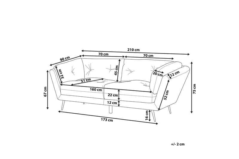 Lenvik Sofa 3-personers - Sort/Hvid - Møbler - Sofaer - 3 personers sofa