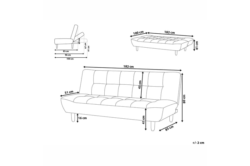 Alsten Modulsofa 3-personers - Sort/Lyst træ - Møbler - Sofaer - Modulsofaer - Komplet modulsofa