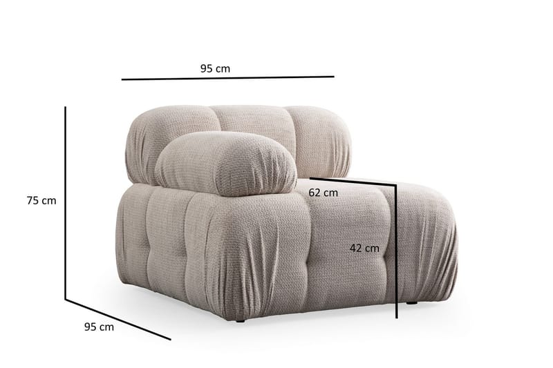 Bengul Højremodul 95 cm - Creme - Møbler - Sofaer - Modulsofaer - Andre moduler til modulsofa