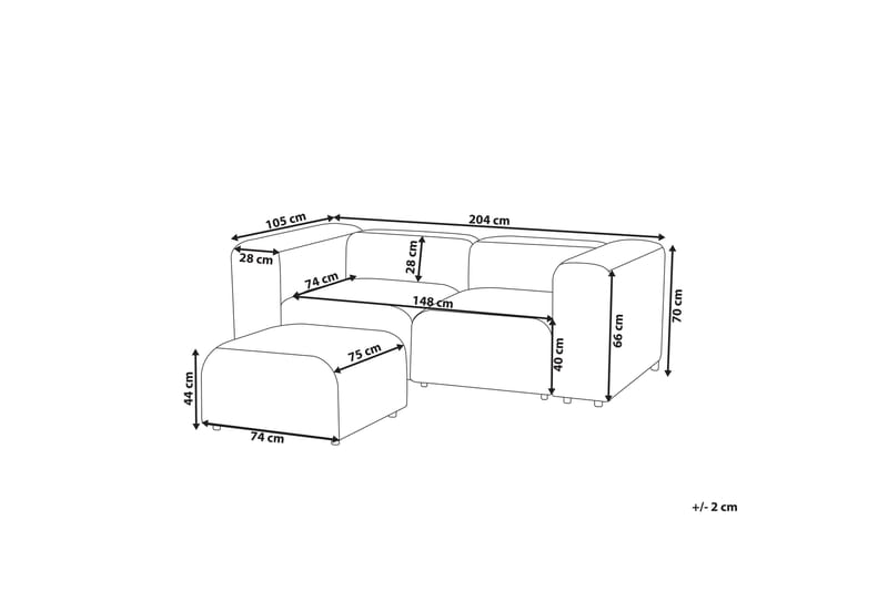 Brenden Modulsofa 2-personers - Grå - Møbler - Sofaer - Modulsofaer - Komplet modulsofa