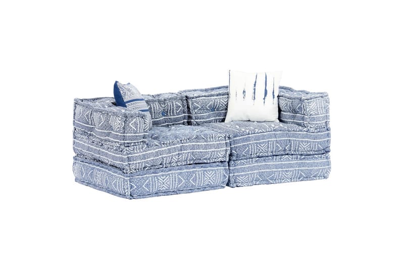 2-Personers Modulsovesofa Stof Patchwork Indigo - Blå - Møbler - Sofaer - Modulsofaer - Komplet modulsofa