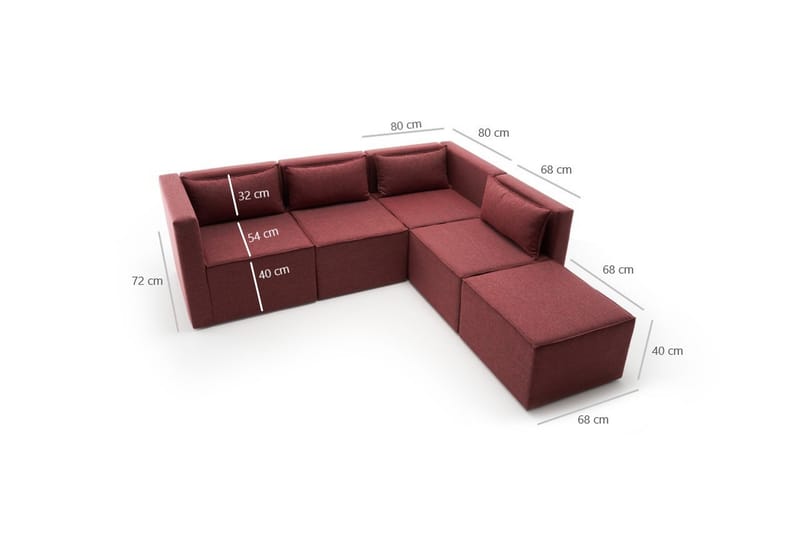 Albania Maya Modulhjørnesofa - Rød - Møbler - Sofaer - Modulsofaer - Komplet modulsofa