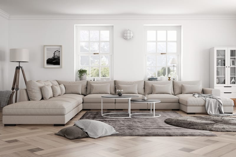 Dubai Stor U-modulsofa Byggbar med Divan Højre - Lys / Beige - Møbler - Sofaer - Modulsofaer - Komplet modulsofa