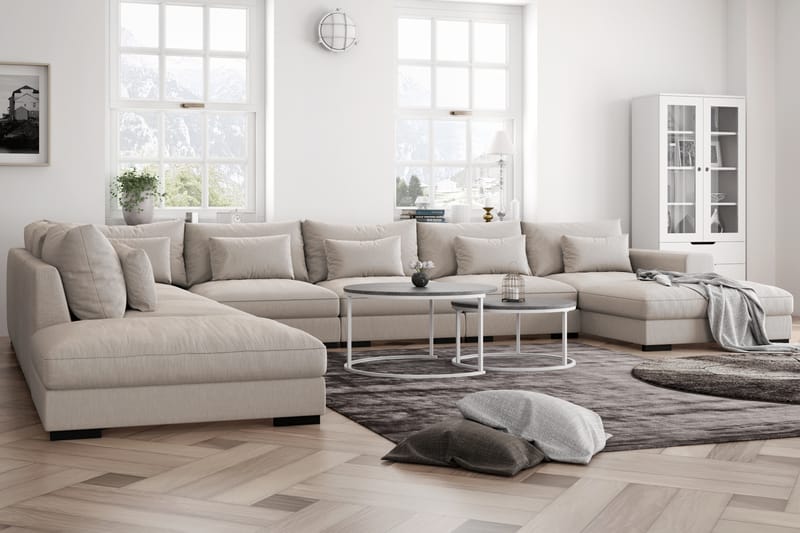 Dubai Stor U-modulsofa Byggbar med Divan Højre - Lys / Beige - Møbler - Sofaer - Modulsofaer - Komplet modulsofa