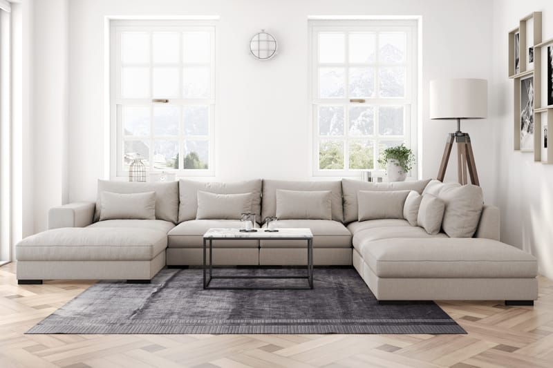 Dubai Stor U-modulsofa med Divan Venstre 432 cm - Beige - Møbler - Sofaer - Modulsofaer - Komplet modulsofa