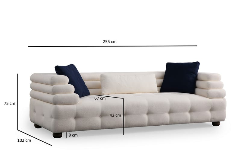 Namarta 3-personers Sofa - Hvid - Møbler - Sofaer - 3 personers sofa