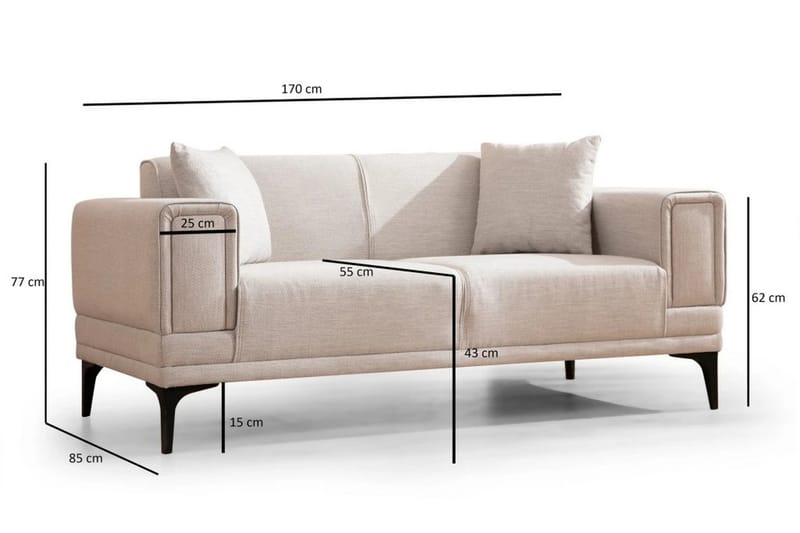 Naoko 3-Pers. Sofa - Beige - Møbler - Sofaer - 2 personers sofa