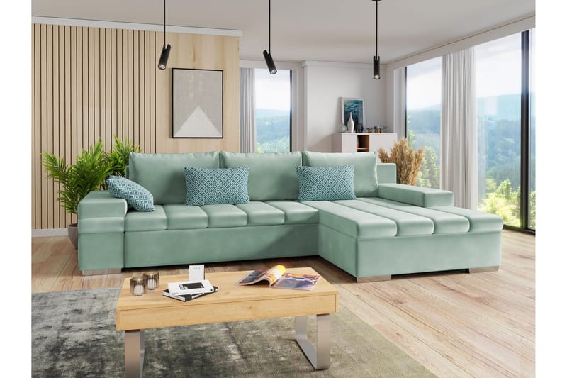 Naoma Sofa med Divan 3-seter - Grøn - Møbler - Sofaer - Sofa med chaiselong