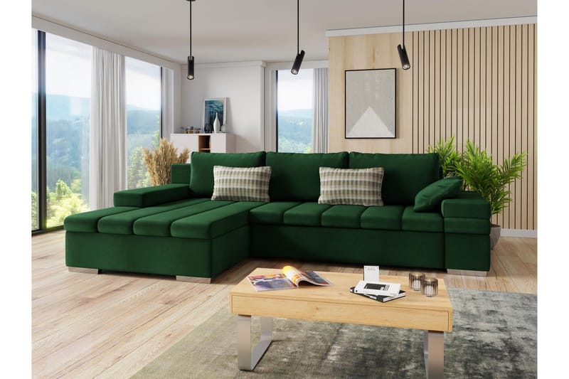 Naoma Sofa med Divan 3-seter - Grøn - Møbler - Sofaer - Sofa med chaiselong