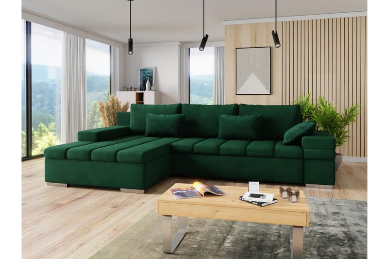 Naoma Sofa med Divan 3-seter - Grøn - Møbler - Sofaer - Sofa med chaiselong