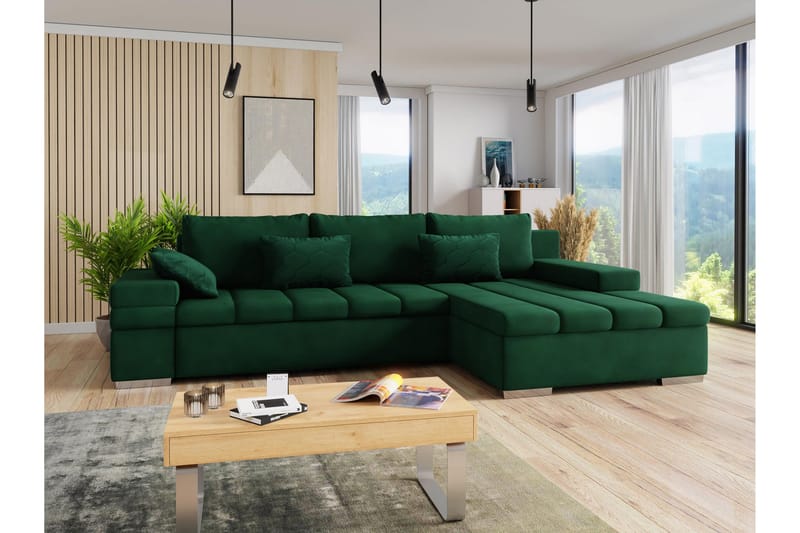 Naoma Sofa med Divan 3-seter - Grøn - Møbler - Sofaer - Sofa med chaiselong