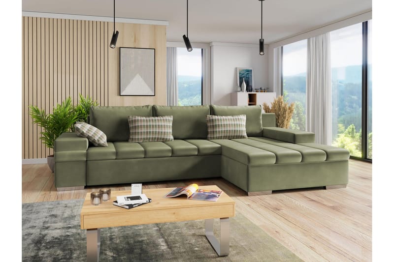 Naoma Sofa med Divan 3-seter - Grøn - Møbler - Sofaer - Sofa med chaiselong