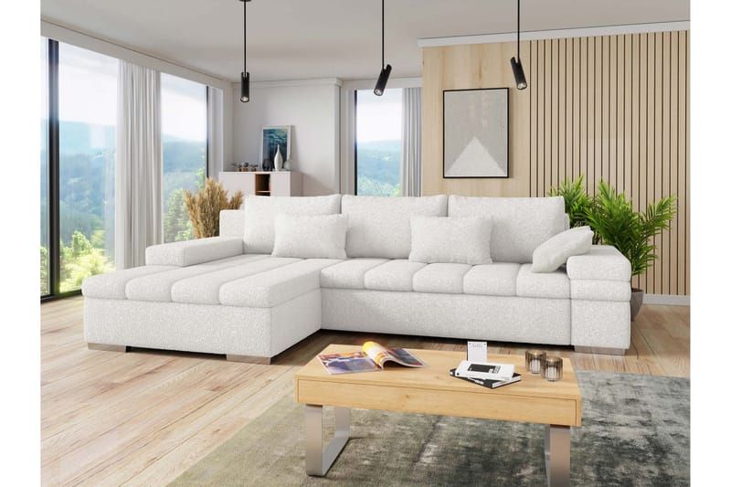 Naoma Sofa med Divan 3-seter - Hvid - Møbler - Sofaer - Sofa med chaiselong