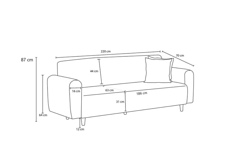 Noya 3-personers Sofa - Antracit - Møbler - Sofaer - 3 personers sofa