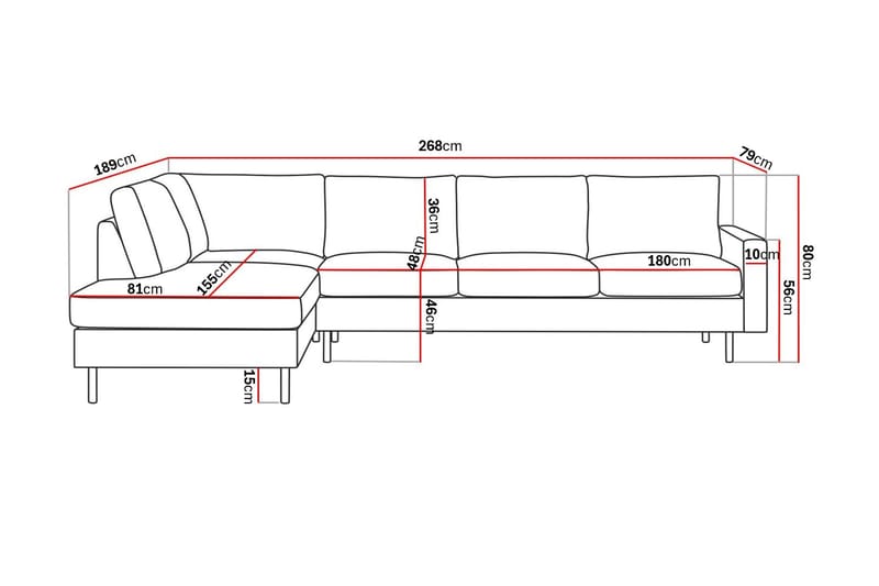 Peppe Manchester 4-personers L Sofa med Chaiselong Venstre - Møbler - Sofaer - Sofa med chaiselong - 4 personers sofa med chaiselong