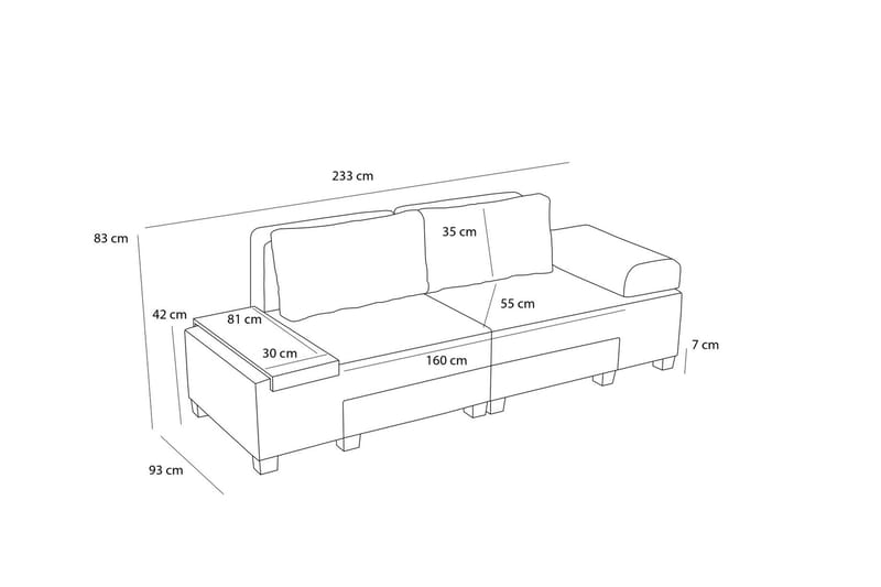 Perenna 3-personers Sovesofa - Antracit - Møbler - Sofaer - Sovesofaer