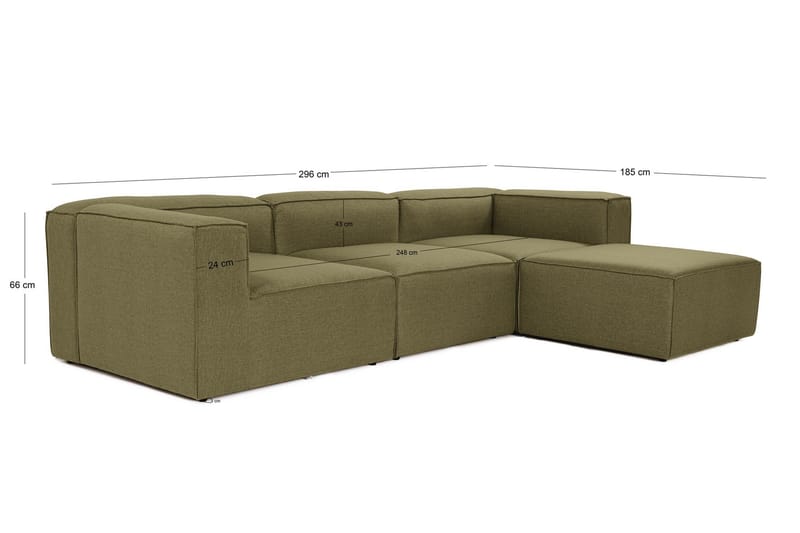 Redlands Sofa med Chaiselong 3-personers - Grøn - Møbler - Sofaer - Sofa med chaiselong