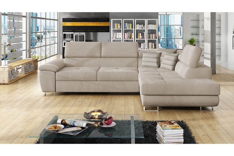 Reginia Sofa med Chaiselong 3-personers - Beige - Møbler - Sofaer - Sofa med chaiselong