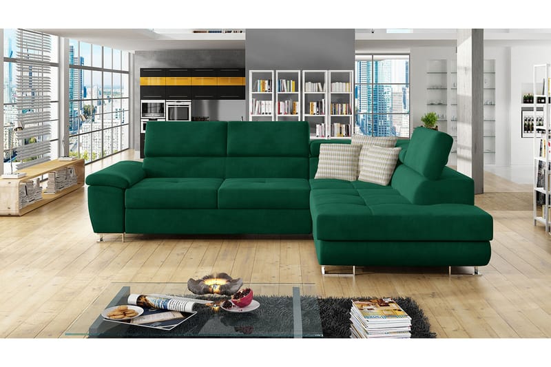 Reginia Sofa med Chaiselong 3-personers - Grøn - Møbler - Sofaer - Sofa med chaiselong