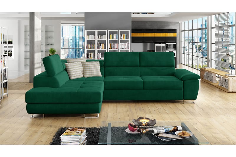 Reginia Sofa med Chaiselong 3-personers - Grøn - Møbler - Sofaer - Sofa med chaiselong