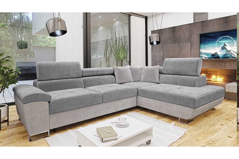 Reginia Sofa med Chaiselong 3-personers - Lys grå/Grå - Møbler - Sofaer - Sofa med chaiselong