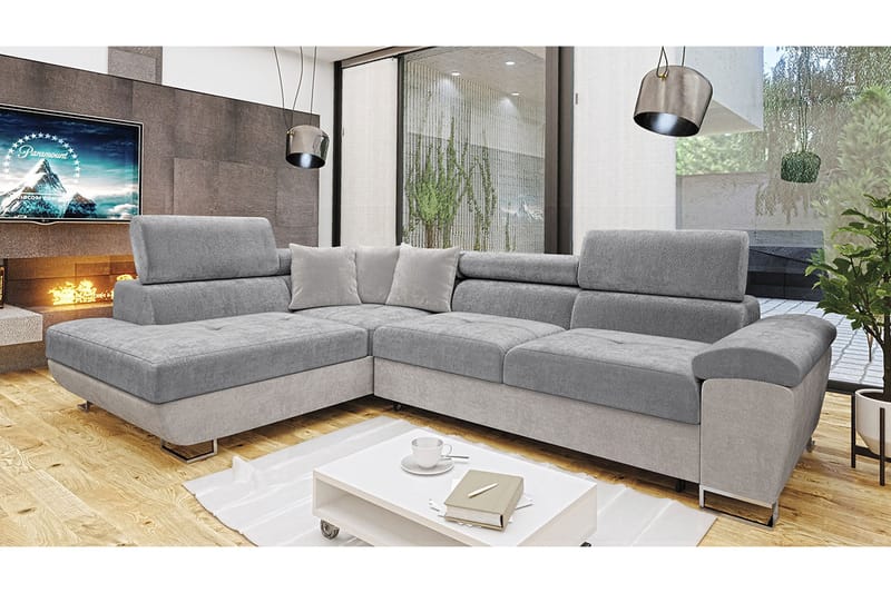 Reginia Sofa med Chaiselong 3-personers - Lys grå/Grå - Møbler - Sofaer - Sofa med chaiselong