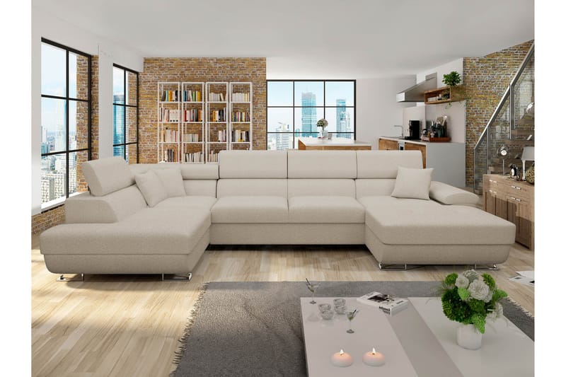 Reginia Sofa med Chaiselong og Divan 4-personers - Beige - Møbler - Sofaer - U Sofa