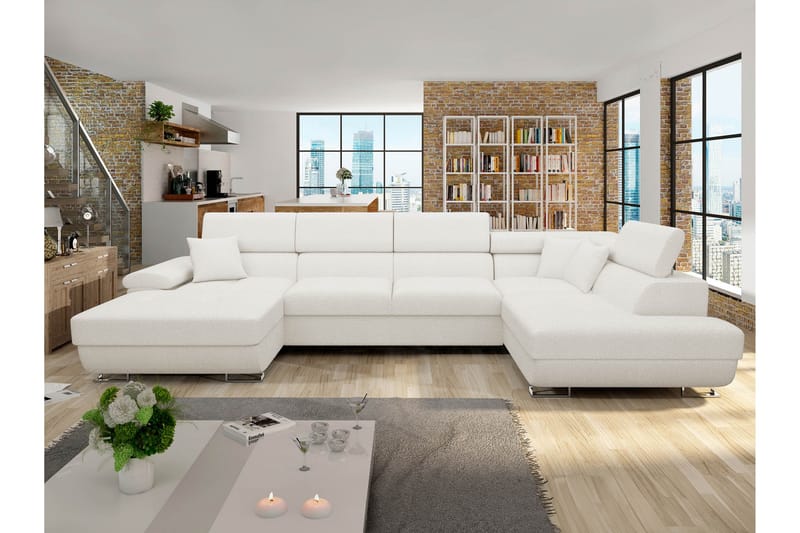 Reginia Sofa med Chaiselong og Divan 4-personers - Hvid - Møbler - Sofaer - U Sofa