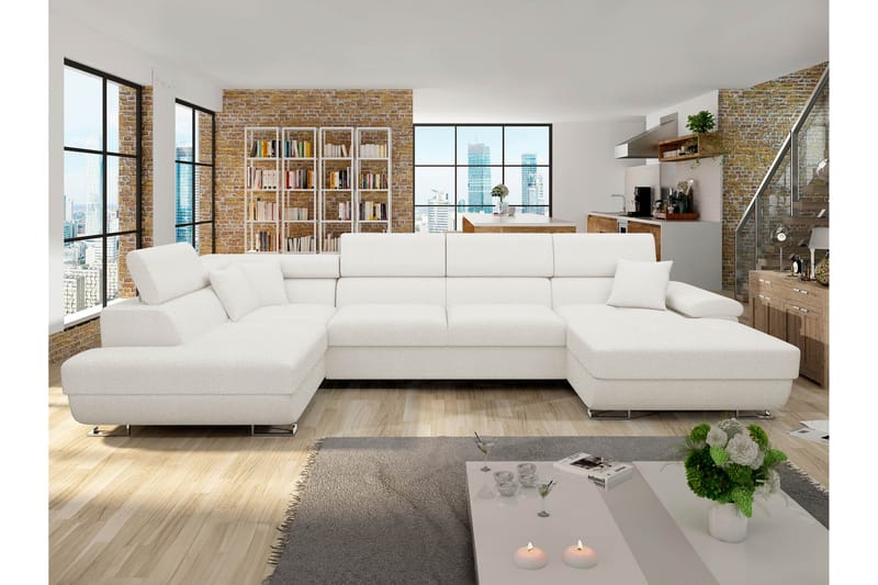 Reginia Sofa med Chaiselong og Divan 4-personers - Hvid - Møbler - Sofaer - U Sofa