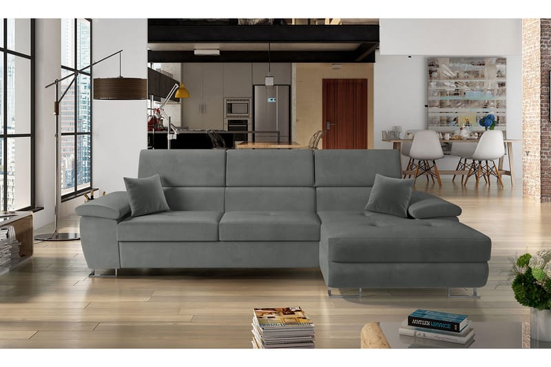 Reginia Sofa med Divan 3-personers - Grå - Møbler - Sofaer - Sofa med chaiselong