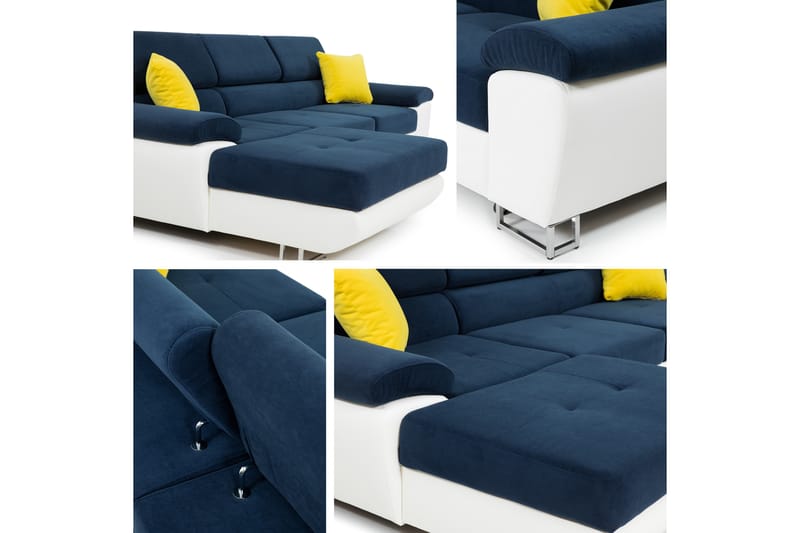 Reginia Sofa med Divan 3-personers - Gul/Hvid - Møbler - Sofaer - Sofa med chaiselong