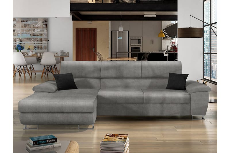 Reginia Sofa med Divan 3-personers - Grå/Sort - Møbler - Sofaer - Sofa med chaiselong