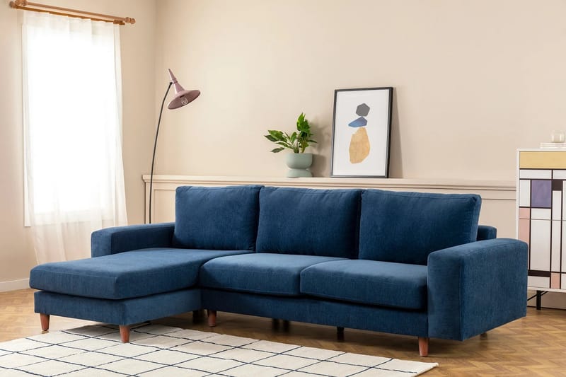 Retzow 4-personers Sofa med Chaiselong - Blå - Møbler - Sofaer - Sofa med chaiselong