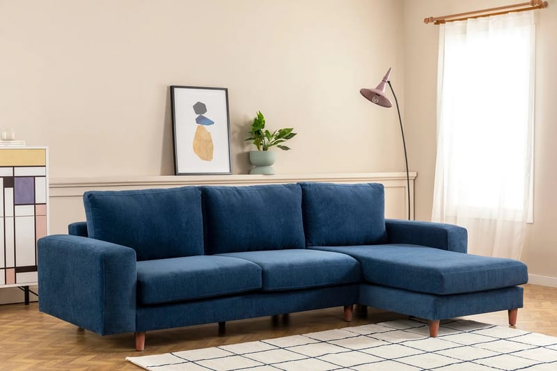 Retzow 4-personers Sofa med Chaiselong - Blå - Møbler - Sofaer - Sofa med chaiselong