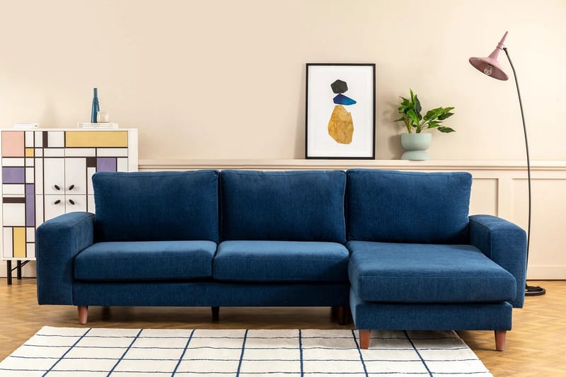 Retzow 4-personers Sofa med Chaiselong - Blå - Møbler - Sofaer - Sofa med chaiselong