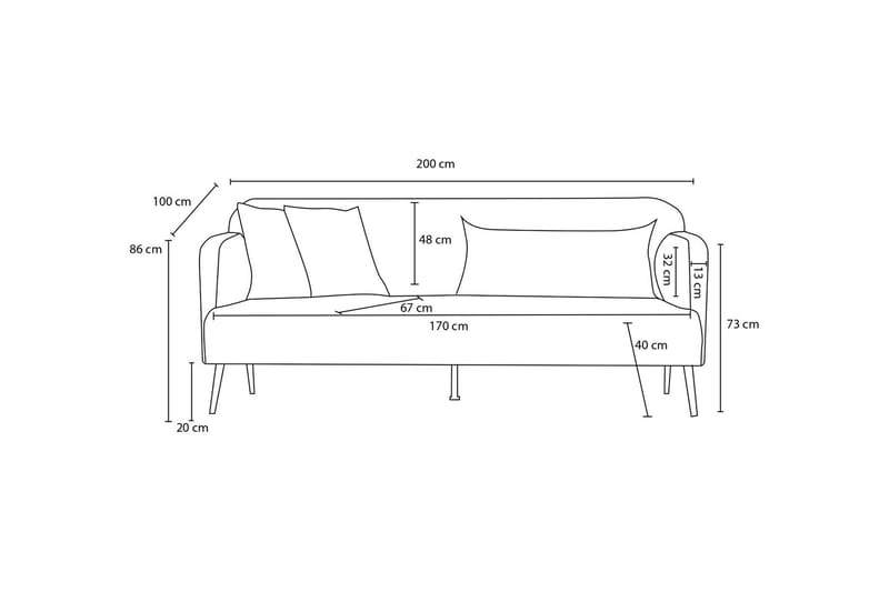 Revos 3-personers Sofa - Grå - Møbler - Sofaer - 3 personers sofa