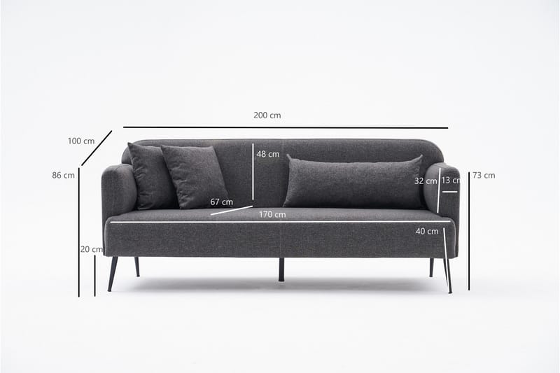 Revos 3-personers Sofa - Antracit - Møbler - Sofaer - 3 personers sofa