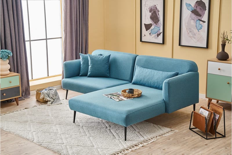 Revos 4-personers Sofa med Chaiselong - Turkis - Møbler - Sofaer - Sofa med chaiselong