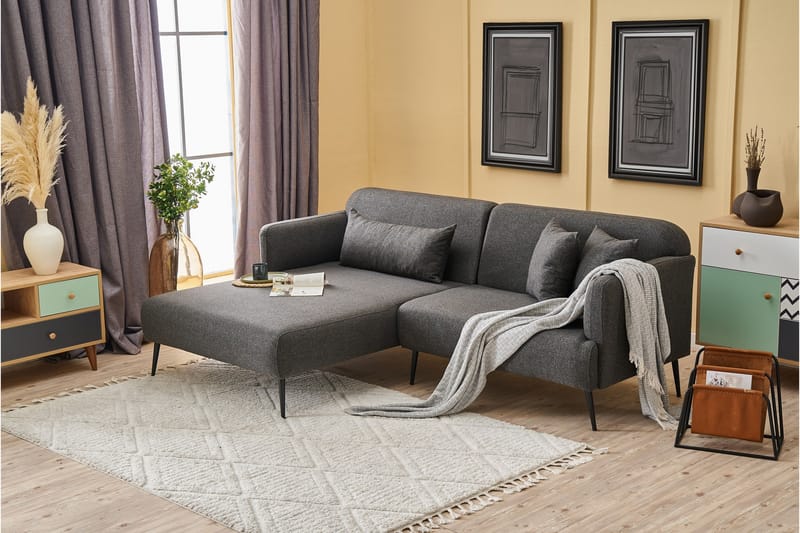 Revos 4-personers Sofa med Chaiselong - Antracit - Møbler - Sofaer - Sofa med chaiselong