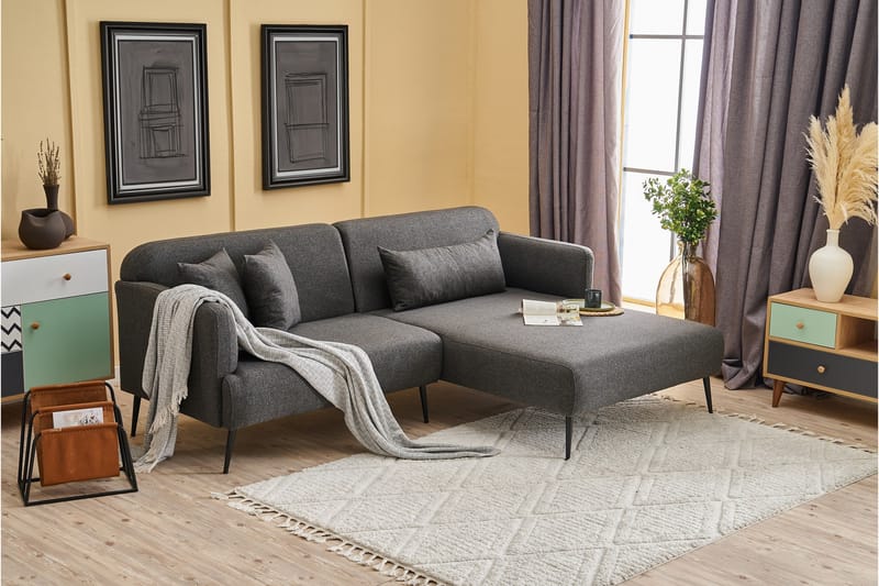 Revos 4-personers Sofa med Chaiselong - Antracit - Møbler - Sofaer - Sofa med chaiselong