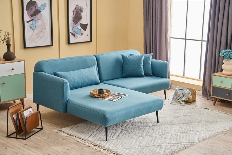 Revos 4-personers Sofa med Chaiselong - Turkis - Møbler - Sofaer - Sofa med chaiselong