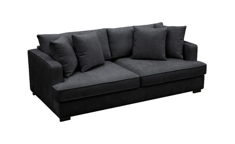 Rossi Dybde 3-personers Fløjlssofa - Sort / Mørkegrå - Møbler - Sofaer - 3 personers sofa