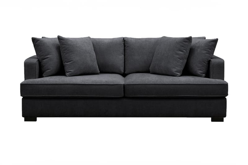 Rossi Dybde 3-personers Fløjlssofa - Sort / Mørkegrå - Møbler - Sofaer - 3 personers sofa