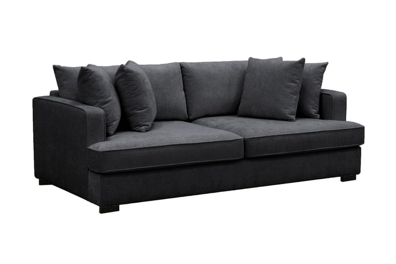 Rossi Dybde 3-personers Fløjlssofa - Sort / Mørkegrå - Møbler - Sofaer - 3 personers sofa