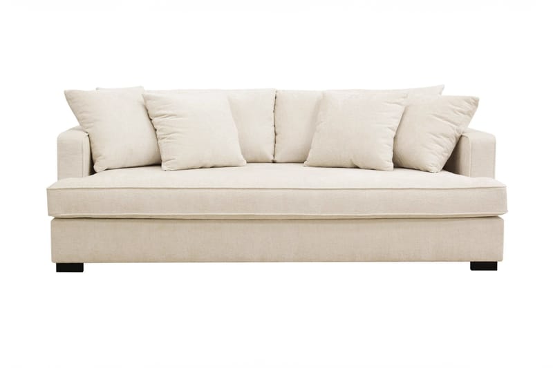 Rossi Dybde 3-personers Fløjlssofa Hel pude - Lys Beige - Møbler - Sofaer - 3 personers sofa